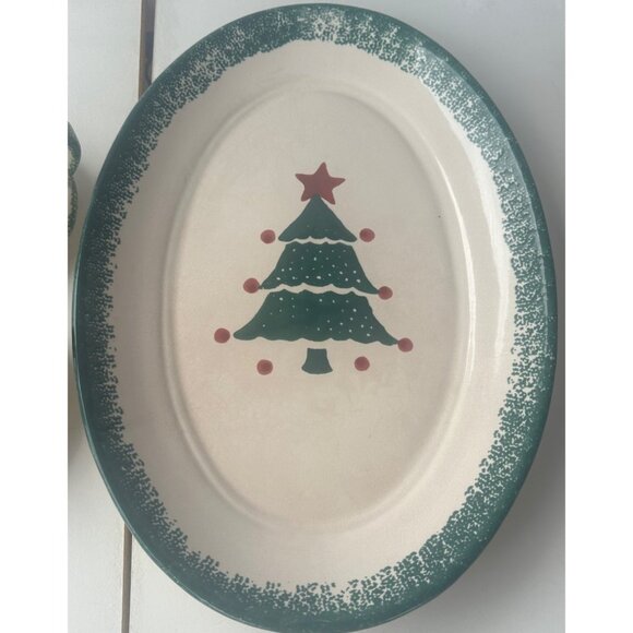 Ceramic 2-pc. Winter Holidays Christmas Tree Candle Holder and Dish Platter-READ - Picture 3 of 16